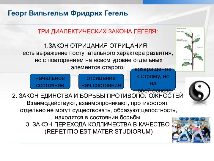 Георг Вильгельм Фридрих Гегель Александрова Л.Д. Характеристики естественнонаучного познания ТРИ ДИАЛЕКТИЧЕСКИХ