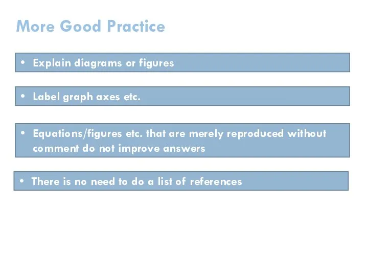 More Good Practice Label graph axes etc. Explain diagrams or figures