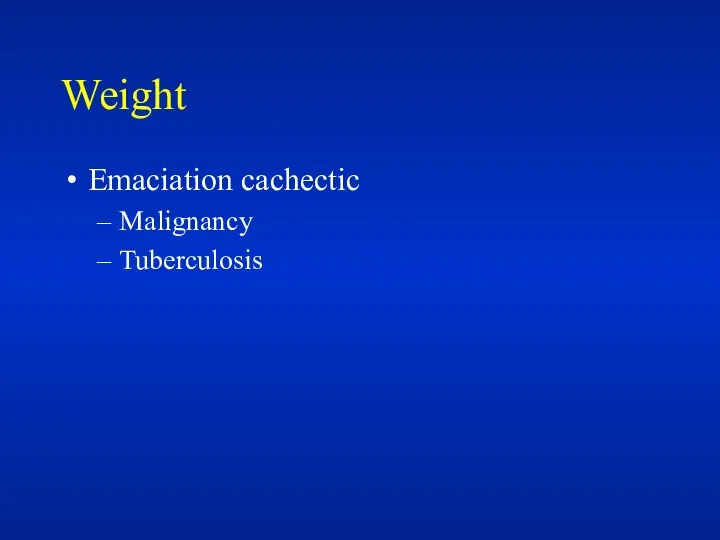 Weight Emaciation cachectic Malignancy Tuberculosis