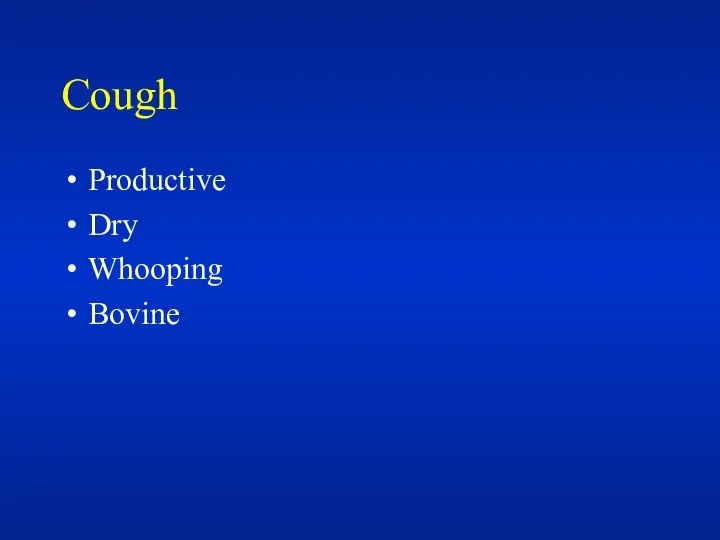 Cough Productive Dry Whooping Bovine