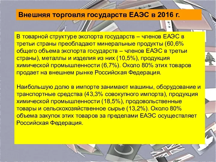 В товарной структуре экспорта государств – членов ЕАЭС в третьи страны