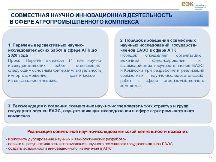 1. Перечень перспективных научно-исследовательских работ в сфере АПК до 2020 года