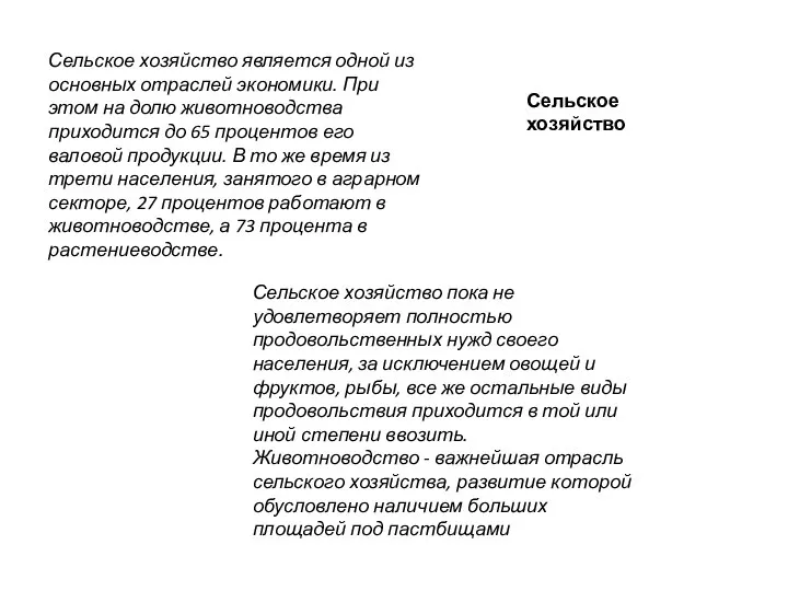 Сельское хозяйство Сельское хозяйство является одной из основных отраслей экономики. При