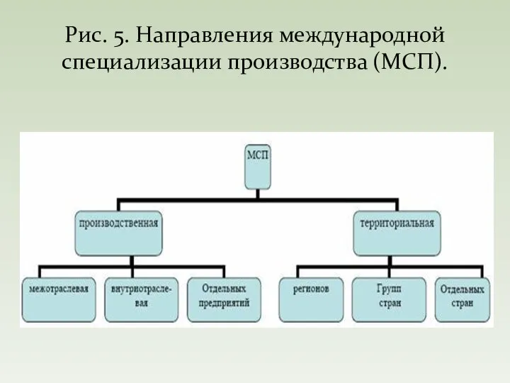 Рис. 5. Направления международной специализации производства (МСП).