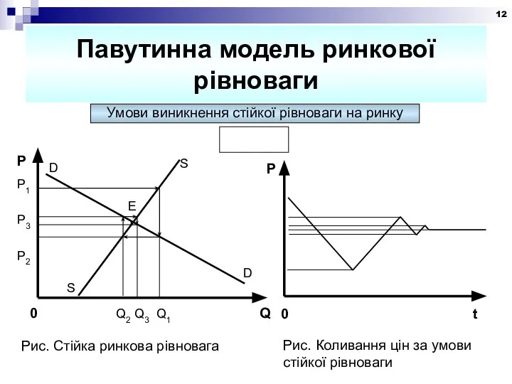 Павутинна модель ринкової рівноваги Умови виникнення стійкої рівноваги на ринку