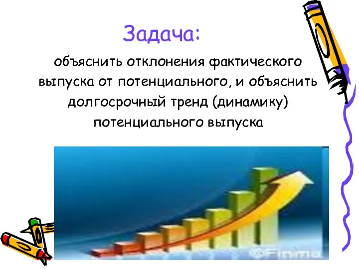 Задача: объяснить отклонения фактического выпуска от потенциального, и объяснить долгосрочный тренд (динамику) потенциального выпуска