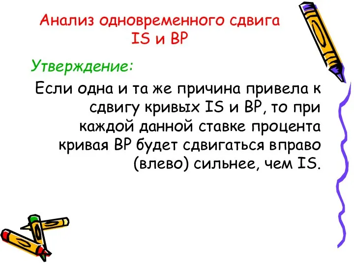 Анализ одновременного сдвига IS и BP Утверждение: Если одна и та