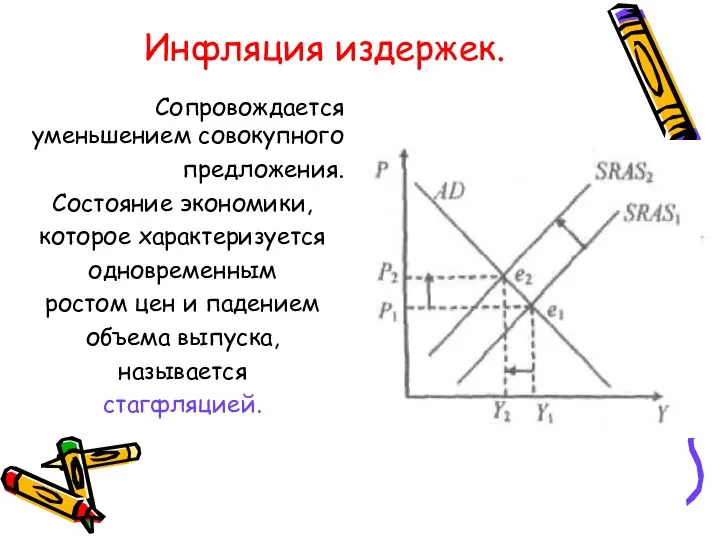 Инфляция издержек. Сопровождается уменьшением совокупного предложения. Состояние экономики, которое характеризуется одновременным