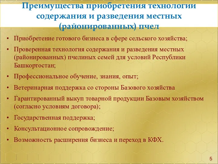 Преимущества приобретения технологии содержания и разведения местных (районированных) пчел Приобретение готового