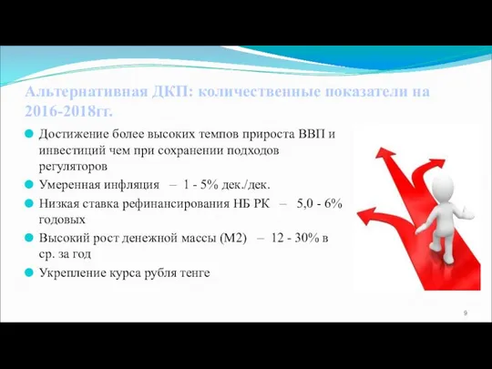 Альтернативная ДКП: количественные показатели на 2016-2018гг. Достижение более высоких темпов прироста