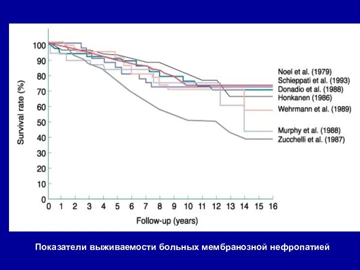 Показатели выживаемости больных мембранозной нефропатией