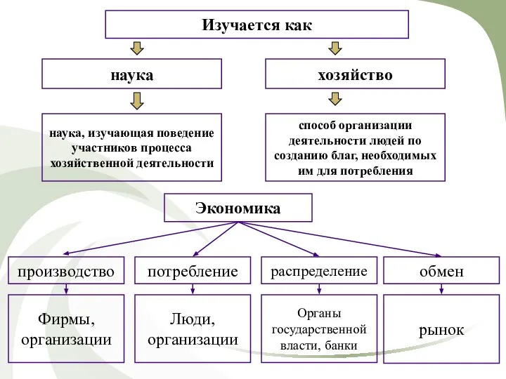 Изучается как наука хозяйство способ организации деятельности людей по созданию благ,