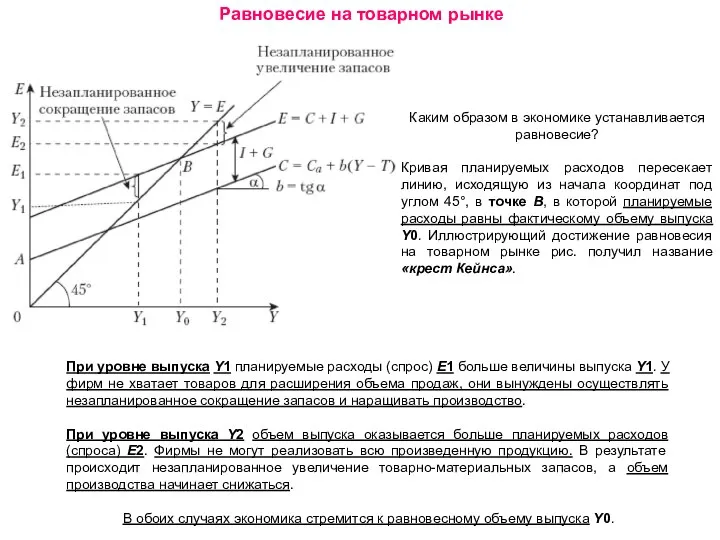 Равновесие на товарном рынке Каким образом в экономике устанавливается равновесие? Кривая