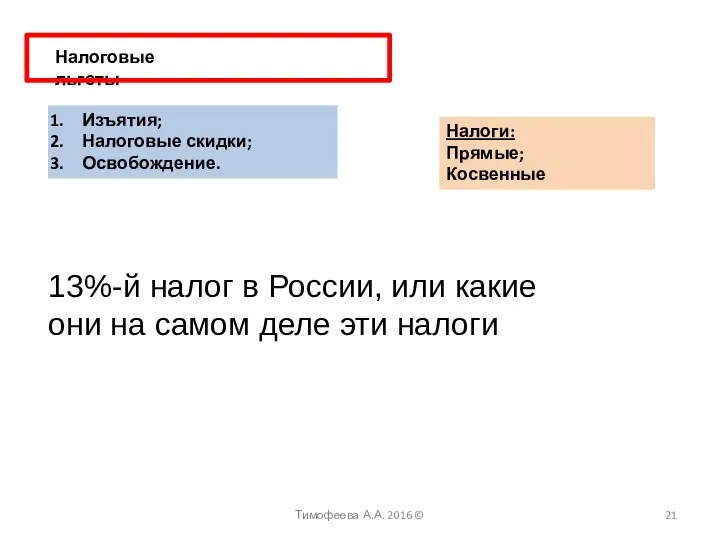 Налоговые льготы Изъятия; Налоговые скидки; Освобождение. 13%-й налог в России, или