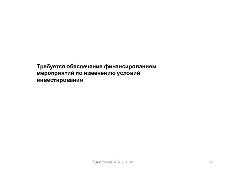 Требуется обеспечение финансированием мероприятий по изменению условий инвестирования Тимофеева А.А. 2016 ©