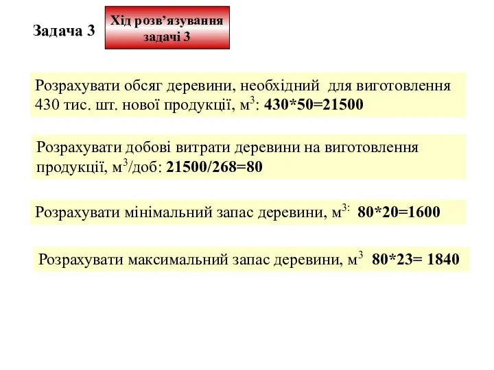 Хід розв’язування задачі 3 Задача 3 Розрахувати обсяг деревини, необхідний для