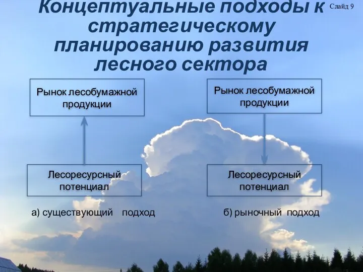 Концептуальные подходы к стратегическому планированию развития лесного сектора а) существующий подход