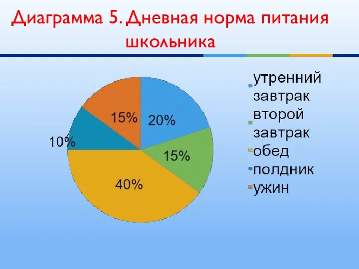 Диаграмма 5. Дневная норма питания школьника