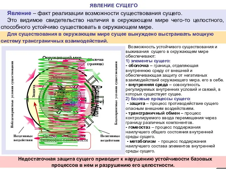 ЯВЛЕНИЕ СУЩЕГО Явление – факт реализации возможности существования сущего. Это видимое