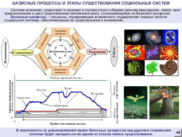 БАЗИСНЫЕ ПРОЦЕССЫ И ЭТАПЫ СУЩЕСТВОВАНИЯ СОЦИАЛЬНЫХ СИСТЕМ Система возникает, существует и