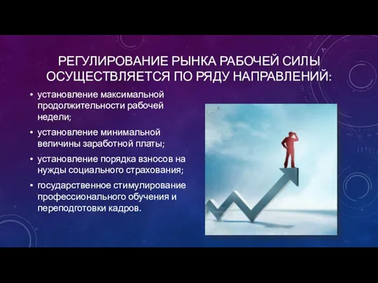 РЕГУЛИРОВАНИЕ РЫНКА РАБОЧЕЙ СИЛЫ ОСУЩЕСТВЛЯЕТСЯ ПО РЯДУ НАПРАВЛЕНИЙ: установление максимальной продолжительности