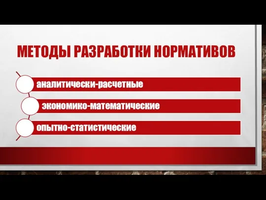 МЕТОДЫ РАЗРАБОТКИ НОРМАТИВОВ