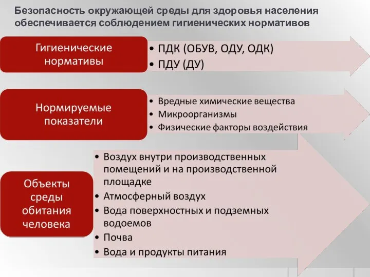 Безопасность окружающей среды для здоровья населения обеспечивается соблюдением гигиенических нормативов