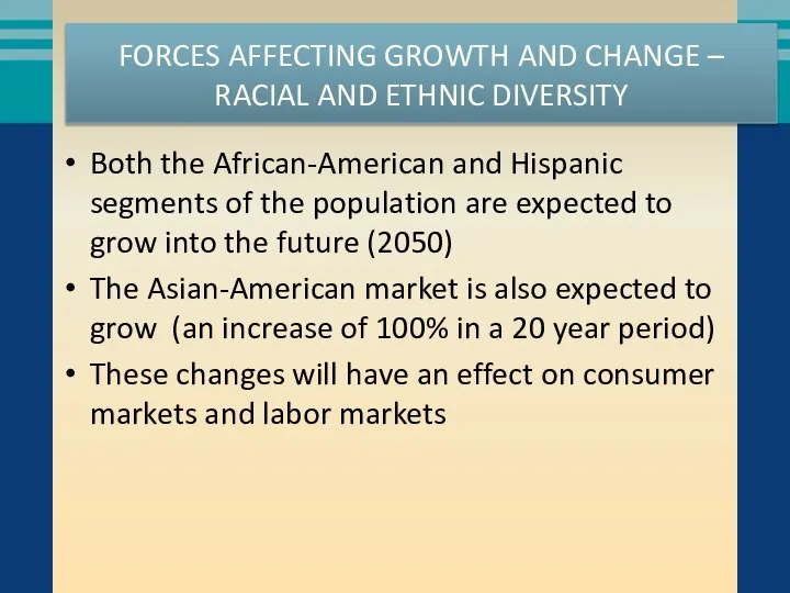 FORCES AFFECTING GROWTH AND CHANGE – RACIAL AND ETHNIC DIVERSITY Both