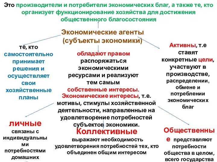 Экономические агенты (субъекты экономики) те, кто самостоятельно принимает решения и осуществляет