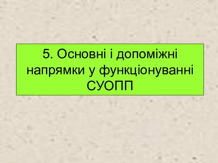 5. Основні і допоміжні напрямки у функціонуванні СУОПП