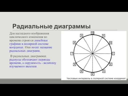 Радиальные диаграммы Для наглядного изображения циклического изменения во времени строятся линейные