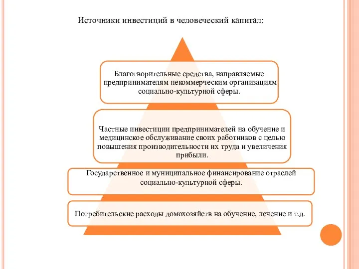 Источники инвестиций в человеческий капитал: