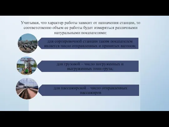 Учитывая, что характер работы зависит от назначения станции, то соответственно объем