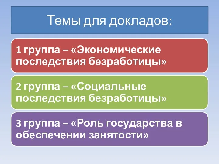 Темы для докладов: