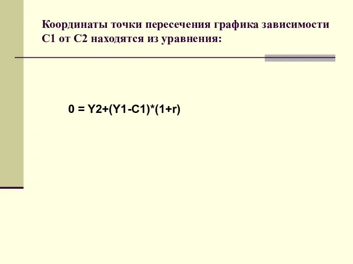 Координаты точки пересечения графика зависимости C1 от C2 находятся из уравнения: 0 = Y2+(Y1-C1)*(1+r)