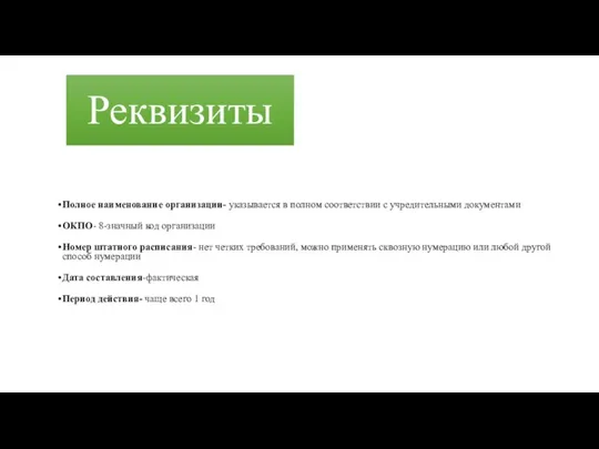 Реквизиты Полное наименование организации- указывается в полном соответствии с учредительными документами