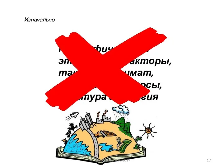 Географические и этнические факторы, такие, как климат, природные ресурсы, культура и религия Изначально Тимофеева А.А. 2017