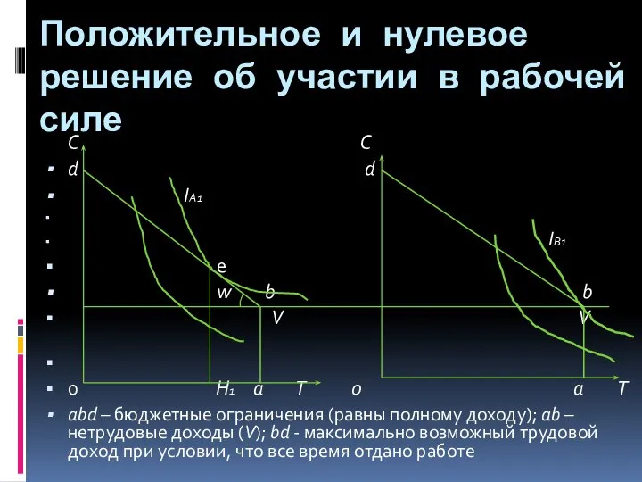 Положительное и нулевое решение об участии в рабочей силе С С