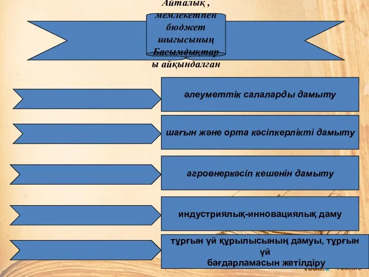 Айталық , мемлекетпен бюджет шығысының Басымдықтары айқындалған әлеуметтік салаларды дамыту шағын