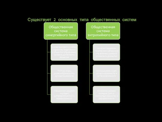 Существует 2 основных типа общественных систем