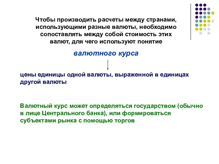 Чтобы производить расчеты между странами, использующими разные валюты, необходимо сопоставлять между