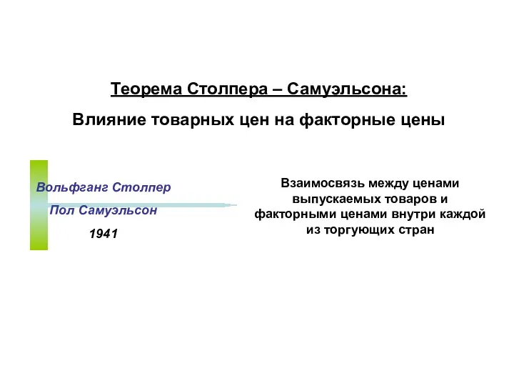 Теорема Столпера – Самуэльсона: Влияние товарных цен на факторные цены Вольфганг