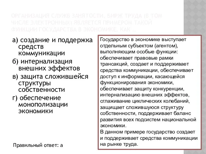 ОРГАНИЗАЦИЯ СЛУЖБ ЗАНЯТОСТИ, БИРЖ ТРУДА (В ТОМ ЧИСЛЕ ЭЛЕКТРОННЫХ) ЯВЛЯЕТСЯ ПРИМЕРОМ