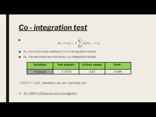 Co - integration test