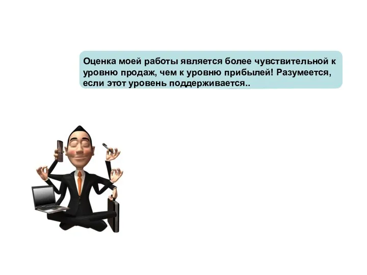 Оценка моей работы является более чувствительной к уровню продаж, чем к