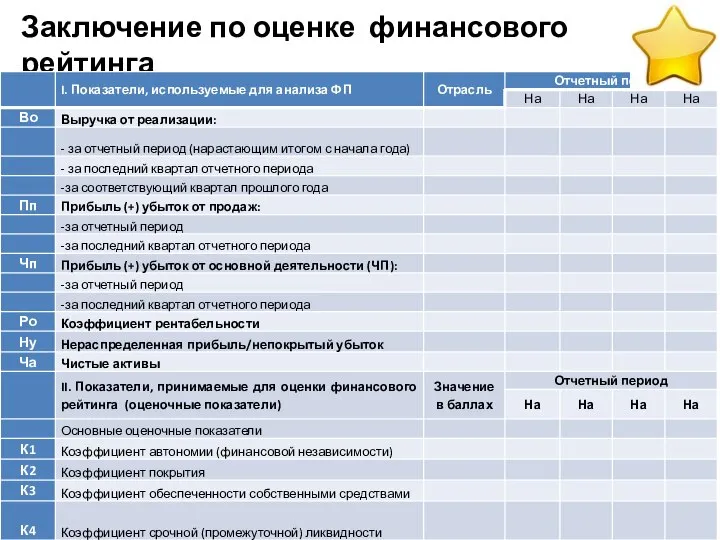 Заключение по оценке финансового рейтинга