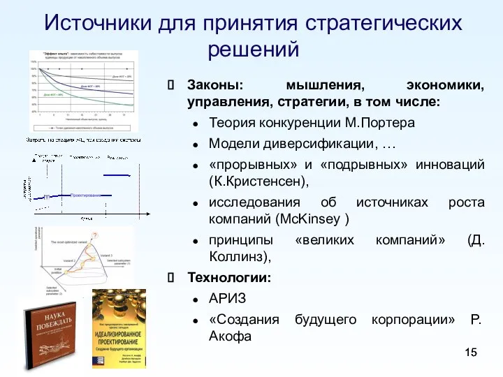 Источники для принятия стратегических решений Законы: мышления, экономики, управления, стратегии, в