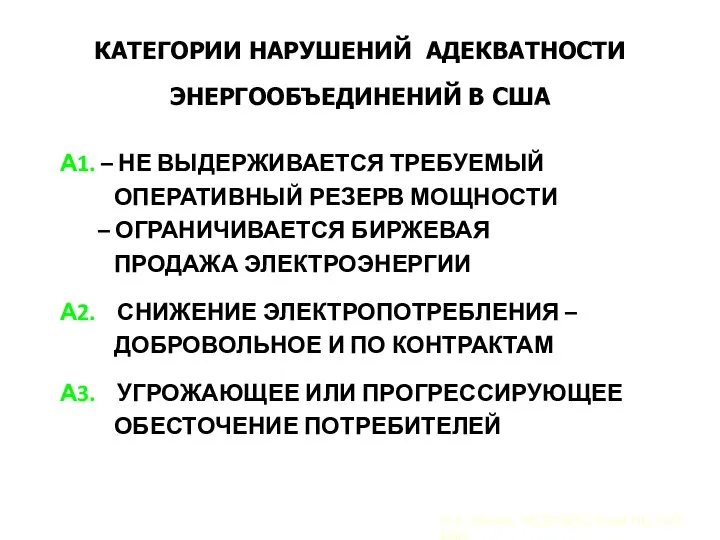 А1. – НЕ ВЫДЕРЖИВАЕТСЯ ТРЕБУЕМЫЙ ОПЕРАТИВНЫЙ РЕЗЕРВ МОЩНОСТИ – ОГРАНИЧИВАЕТСЯ БИРЖЕВАЯ