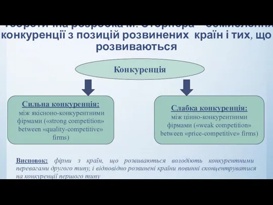 Теоретична розробка М. Сторпера - осмислення конкуренції з позицій розвинених країн