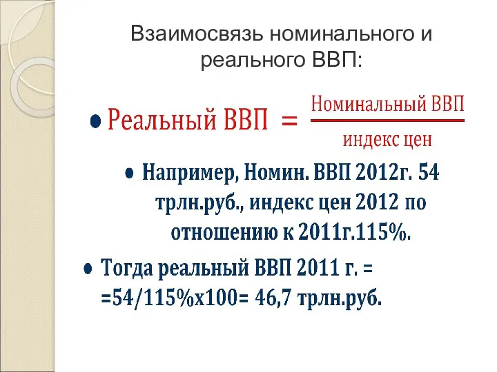 Взаимосвязь номинального и реального ВВП: